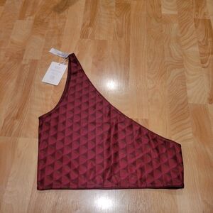 Baiia Monroe Reversible Maroon Geometric One Strap Luxe Swim Top New Size 14